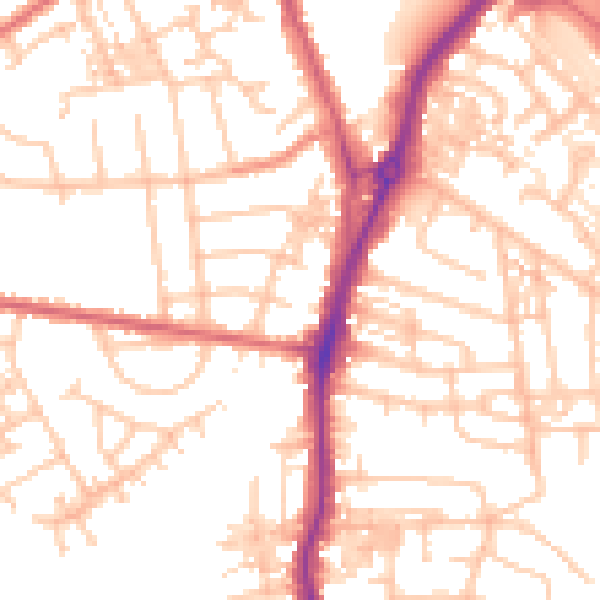 Daytime road noise heatmap for TS20 2QG