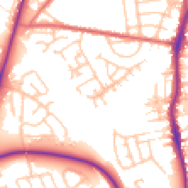 Daytime road noise heatmap for TS20 2XJ