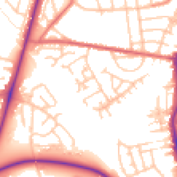 Daytime road noise heatmap for TS20 2XP