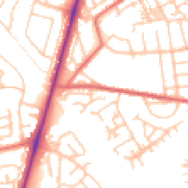 Daytime road noise heatmap for TS20 2XR