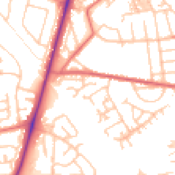 Daytime road noise heatmap for TS20 2XT