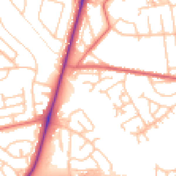 Daytime road noise heatmap for TS20 2XU