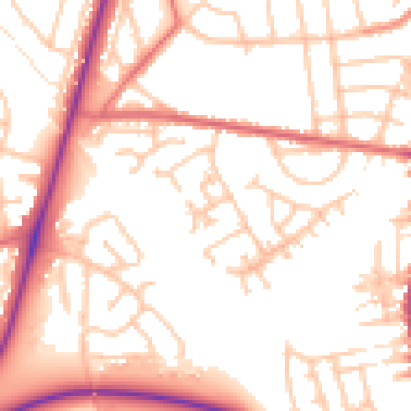 Daytime road noise heatmap for TS20 2XW