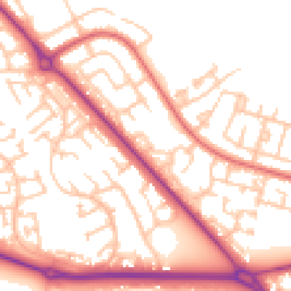 Daytime road noise heatmap for TS24 9QY