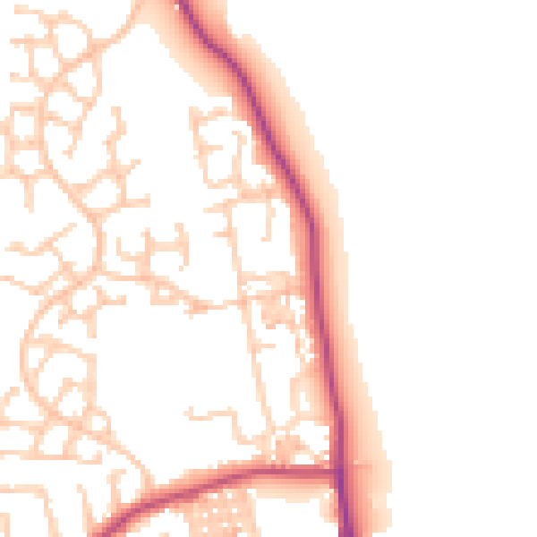 Daytime road noise heatmap for TS25 1AF