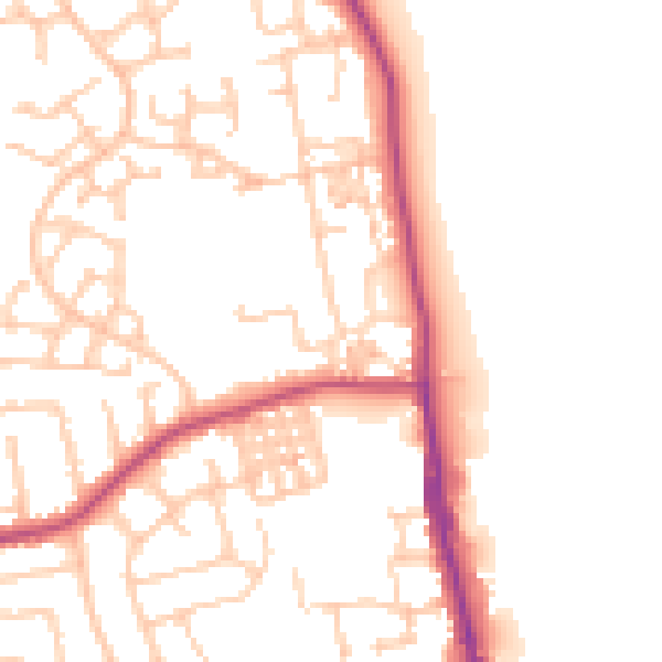 Daytime road noise heatmap for TS25 1BB