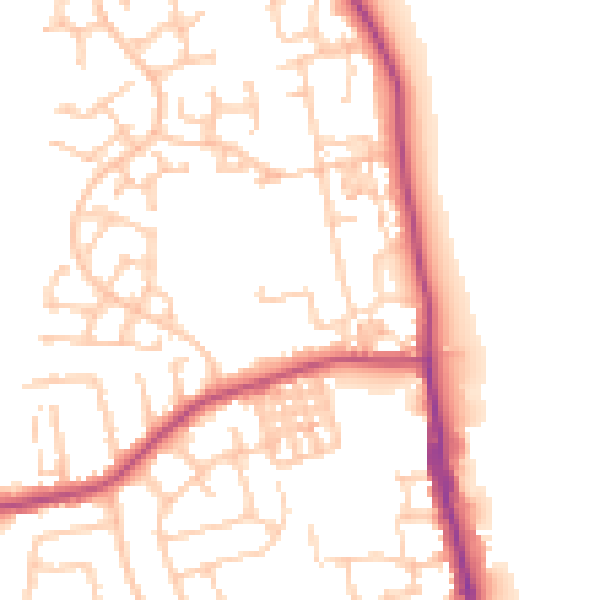 Daytime road noise heatmap for TS25 1BD