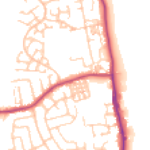 Daytime road noise heatmap for TS25 1BG