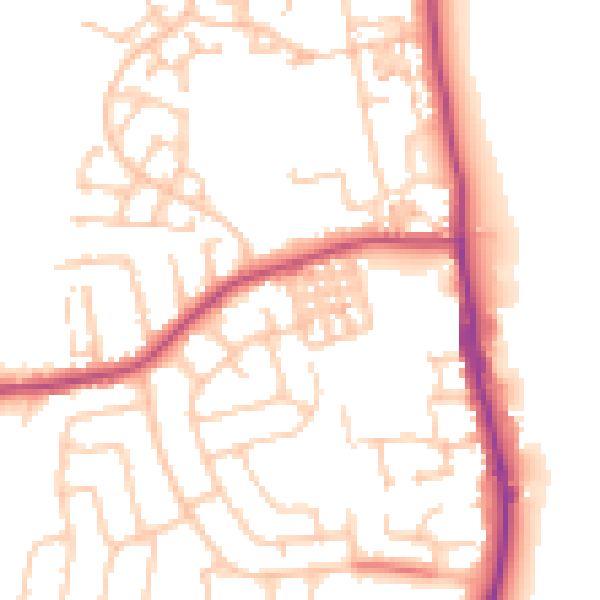 Daytime road noise heatmap for TS25 1BH