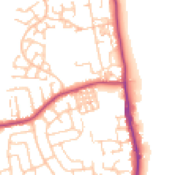 Daytime road noise heatmap for TS25 1BN
