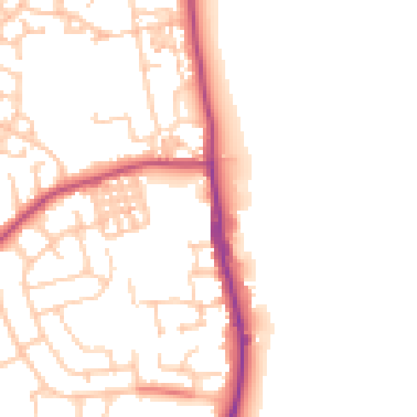 Daytime road noise heatmap for TS25 1BS