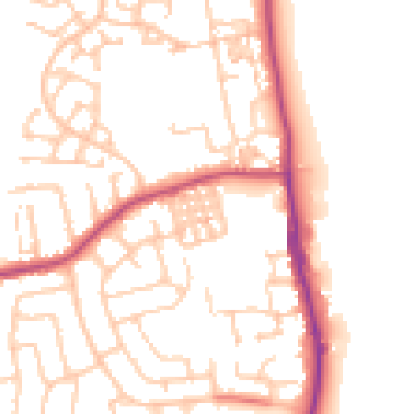 Daytime road noise heatmap for TS25 1BW