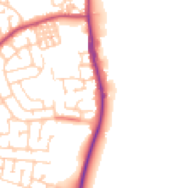 Daytime road noise heatmap for TS25 1DB