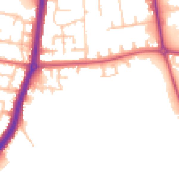 Daytime road noise heatmap for TS25 1DF