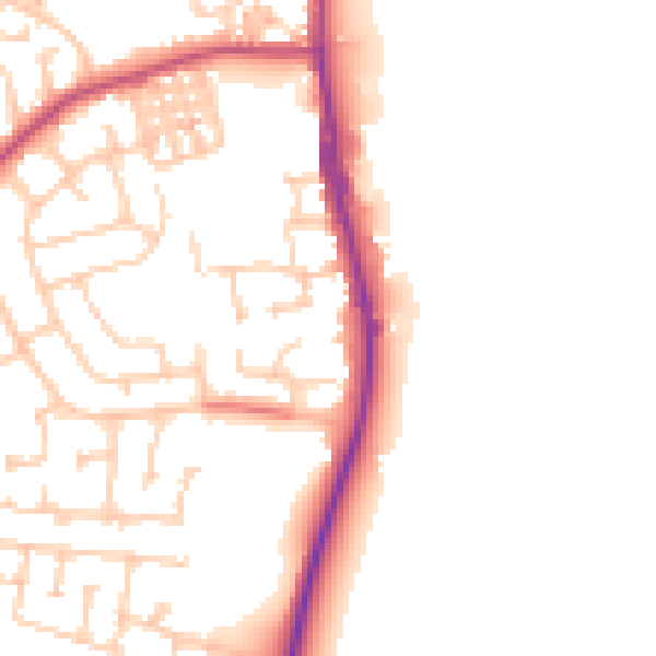 Daytime road noise heatmap for TS25 1DG