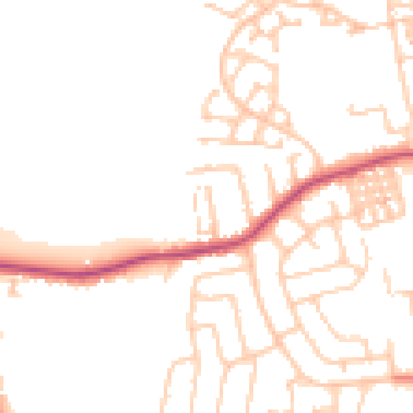 Daytime road noise heatmap for TS25 1DP