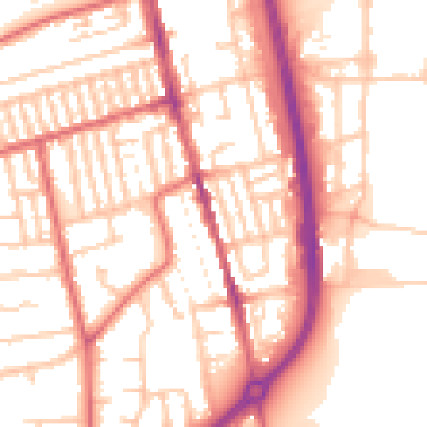 Daytime road noise heatmap for TS25 1QH