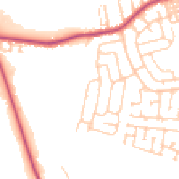 Daytime road noise heatmap for TS25 2AQ