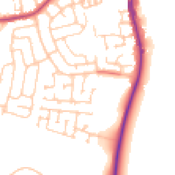 Daytime road noise heatmap for TS25 2BD