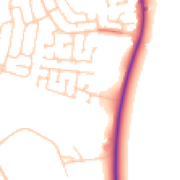 Daytime road noise heatmap for TS25 2DW