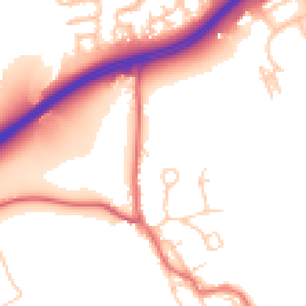 Daytime road noise heatmap for TS25 2EB