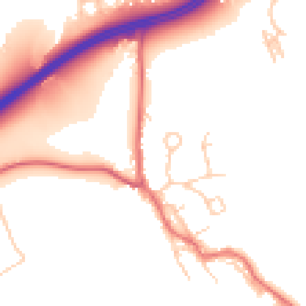 Daytime road noise heatmap for TS25 2ED
