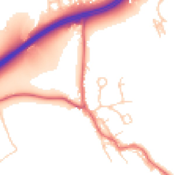 Daytime road noise heatmap for TS25 2EW