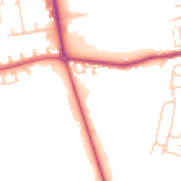 Daytime road noise heatmap for TS25 2FN