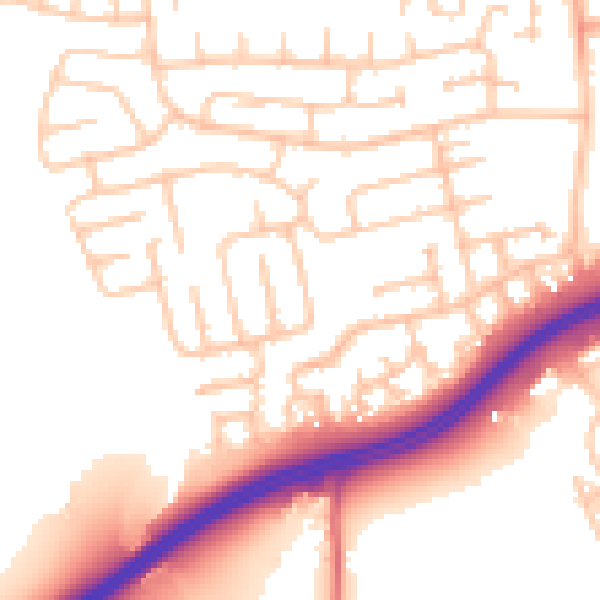 Daytime road noise heatmap for TS25 2JJ