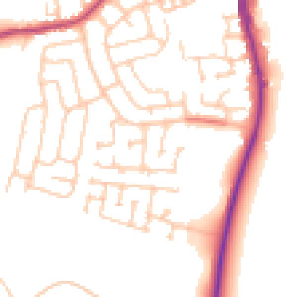 Daytime road noise heatmap for TS25 2PB