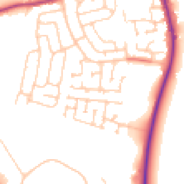 Daytime road noise heatmap for TS25 2PD