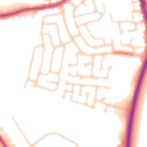 Daytime road noise heatmap for TS25 2PE