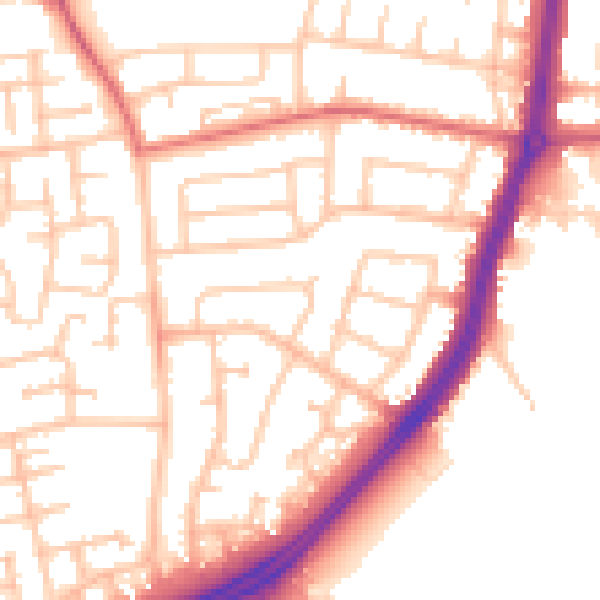 Daytime road noise heatmap for TS25 2QL