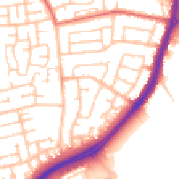 Daytime road noise heatmap for TS25 2QQ