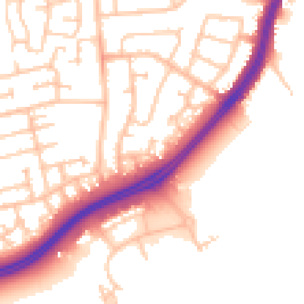 Daytime road noise heatmap for TS25 2QS