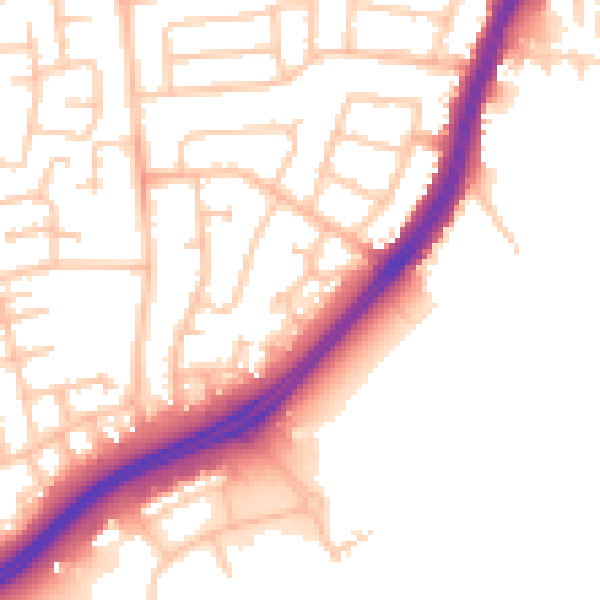 Daytime road noise heatmap for TS25 2QT