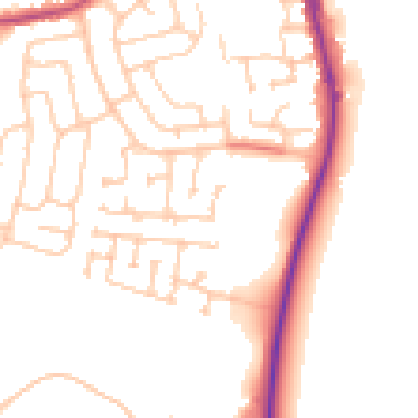 Daytime road noise heatmap for TS25 2QY