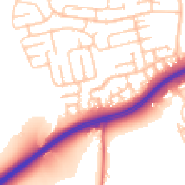 Daytime road noise heatmap for TS25 2RQ
