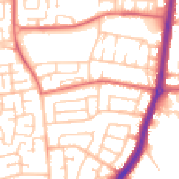 Daytime road noise heatmap for TS25 3AP