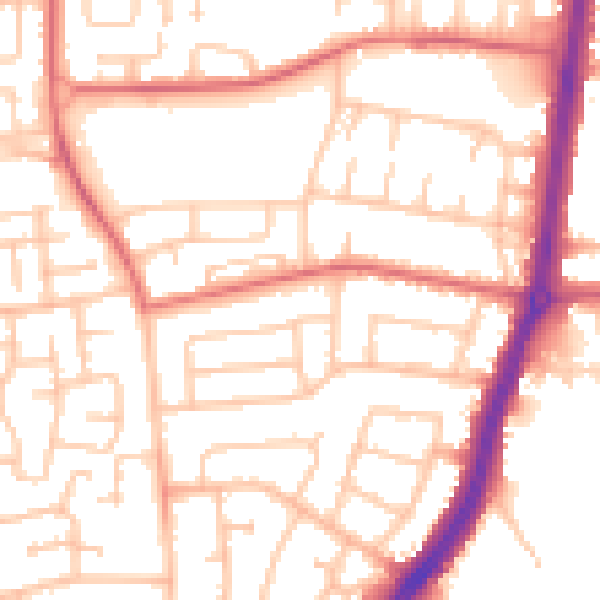 Daytime road noise heatmap for TS25 3AR