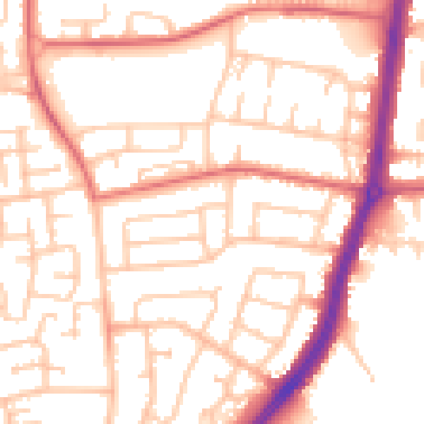 Daytime road noise heatmap for TS25 3AW