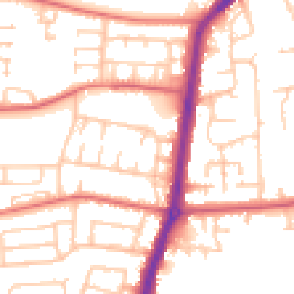 Daytime road noise heatmap for TS25 3BS