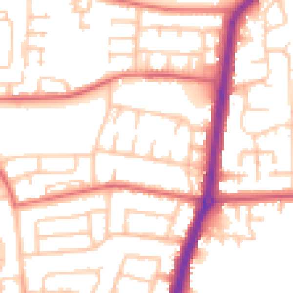Daytime road noise heatmap for TS25 3DD