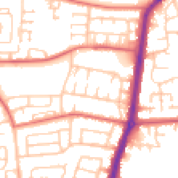 Daytime road noise heatmap for TS25 3DE