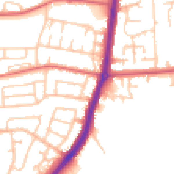 Daytime road noise heatmap for TS25 3DW