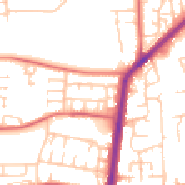 Daytime road noise heatmap for TS25 5HG