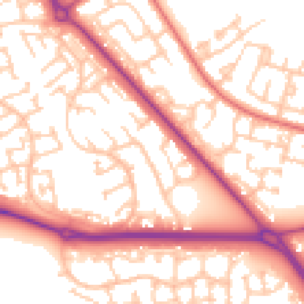 Daytime road noise heatmap for TS27 3PF