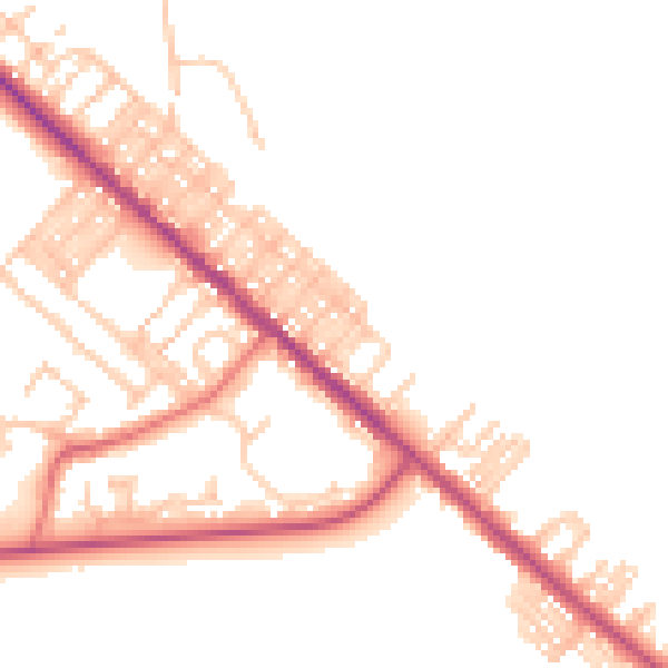 Daytime road noise heatmap for TS27 4EH