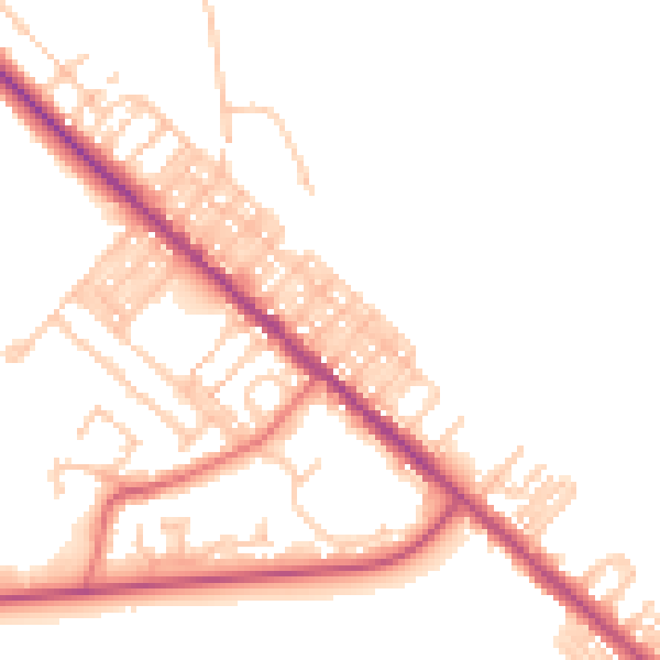 Daytime road noise heatmap for TS27 4EP