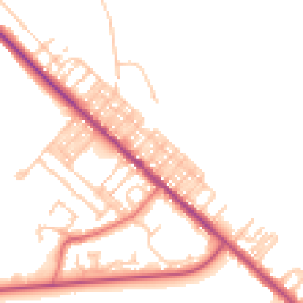 Daytime road noise heatmap for TS27 4ER